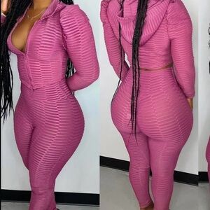 Stylish Pink Textured Women's Jumpsuit